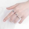 Adjustable Moissanite Sterling Silver Ring