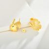 14k Gold Plated Ginkgo Leaf Ear Studs