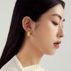 14k Gold Plated Ginkgo Leaf Ear Studs