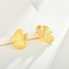14k Gold Plated Ginkgo Leaf Ear Studs