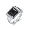 Adjustable Square Black Agate Ring