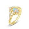 Adjustable Synthetic Opal Stackable Ring