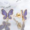 Purple Butterfly Gold Plated Ear Studs