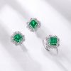 Green Cubic Zirconia Silver Halo Ring
