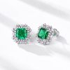 Green Cubic Zirconia Silver Halo Earrings