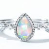 Adjustable Synthetic Opal Silver Ring