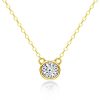 Gold Plated Moissanite Bezel Setting Solitaire Pendant Necklace
