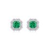 Green Cubic Zirconia Silver Halo Earrings