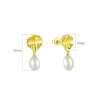 Thick Gold Plated Lotus Leaf Shape Baroque Pearl Drop Ear Studs