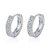 Moissanite Huggie Hoop Silver Earrings