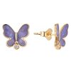 Purple Butterfly Gold Plated Ear Studs