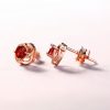Rose Gold Plated Garnet Stud Earrings
