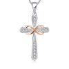 S925 Sterling Silver Cubic Zirconia Cross Necklace