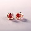 Rose Gold Plated Garnet Stud Earrings