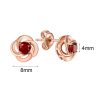 Rose Gold Plated Garnet Stud Earrings