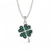 Silver Green Cubic Zirconia Clover Jewelry Set