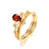 Silver Plated Gold Garnet Ring