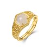 Silver Plated Gold Jade Ring