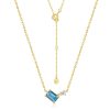 Silver Plated Gold London Blue Topaz Necklace