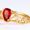Silver Plated Gold Garnet Ring