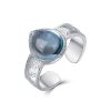 Sky Blue Pear Shaped Topaz Silver Ring