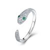 Sterling Silver Cubic Zirconia Open Snake Ring