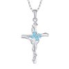 Sterling Silver Cubic Zirconia Cross Pendant Necklace