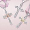 S925 Sterling Silver Cubic Zirconia Cross Necklace