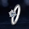Sterling Silver Colorless Moissanite Ring