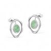 Sterling Silver Gold-plated Inlaid Moss Agate Earrings