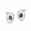 Sterling Silver Gold-plated Inlaid Moss Agate Earrings