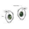 Sterling Silver Gold-plated Inlaid Moss Agate Earrings