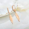 Sterling Silver Rose Gold Plated Leaf Drop Earrings