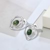 Sterling Silver Gold-plated Inlaid Moss Agate Earrings