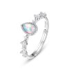 Adjustable Synthetic Opal Silver Ring