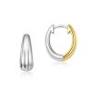 Two Tone Huggie Hoop Earrings