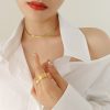 Gold Plated & Stainless Steel Bracelet and Necklace Set