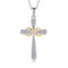 S925 Sterling Silver Cubic Zirconia Cross Necklace