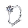 Adjustable Moissanite Sterling Silver Ring
