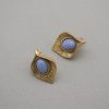 Brass Inlaid Natural Jade Stud Earrings