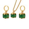 Green Cubic Zirconia Earrings And Necklace Set